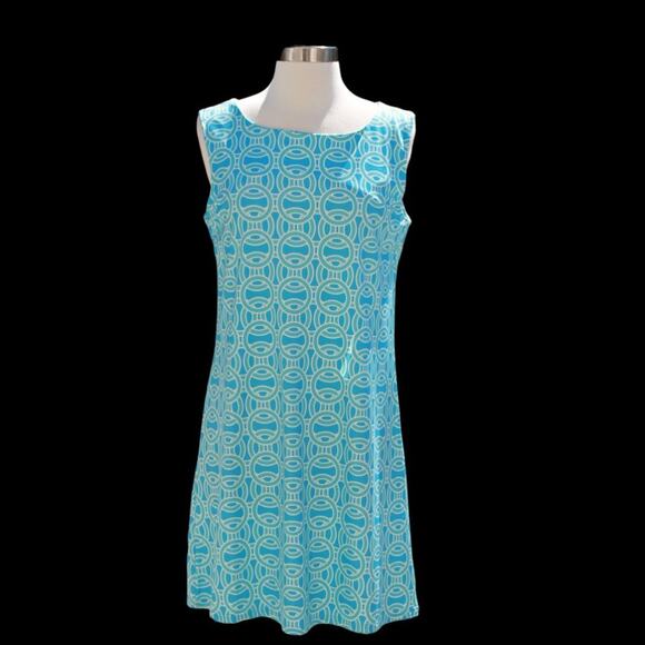 Top It Off Women's Sleeveless Midi Dress Aqua Groovy 60s Style Size M - Picture 4 of 11